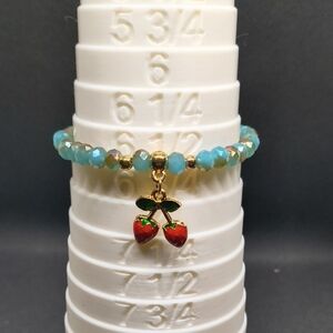 Gold and Red Cherry Charm Bracelet